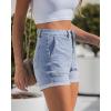 image:imageluvamia Jean Shorts for Women Trendy High Waisted Fold Hem 4 Inch Inseam Stretchy Denim Shorts Summer Casual JortsModern Blue