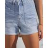 image:imageluvamia Jean Shorts for Women Trendy High Waisted Fold Hem 4 Inch Inseam Stretchy Denim Shorts Summer Casual JortsModern Blue