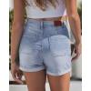 image:imageluvamia Jean Shorts for Women Trendy High Waisted Fold Hem 4 Inch Inseam Stretchy Denim Shorts Summer Casual JortsModern Blue