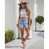 image:imageluvamia Jean Shorts for Women Trendy High Waisted Fold Hem 4 Inch Inseam Stretchy Denim Shorts Summer Casual JortsModern Blue