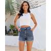 image:imageluvamia Jean Shorts for Women Trendy High Waisted Fold Hem 4 Inch Inseam Stretchy Denim Shorts Summer Casual JortsTimeless Blue