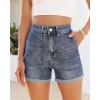image:imageluvamia Jean Shorts for Women Trendy High Waisted Fold Hem 4 Inch Inseam Stretchy Denim Shorts Summer Casual JortsTimeless Blue