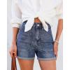 image:imageluvamia Jean Shorts for Women Trendy High Waisted Fold Hem 4 Inch Inseam Stretchy Denim Shorts Summer Casual JortsTimeless Blue