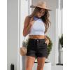 image:imageluvamia Jean Shorts for Women Trendy High Waisted Fold Hem 4 Inch Inseam Stretchy Denim Shorts Summer Casual JortsTrue Black