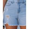 image:imageluvamia Jean Shorts for Women Trendy High Waisted Ripped Distressed Raw Hem Stretchy Denim Shorts Country Concert OutfitAiry Blue