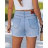 image:imageluvamia Jean Shorts for Women Trendy High Waisted Ripped Distressed Raw Hem Stretchy Denim Shorts Country Concert OutfitAiry Blue