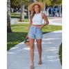 image:imageluvamia Jean Shorts for Women Trendy High Waisted Ripped Distressed Raw Hem Stretchy Denim Shorts Country Concert OutfitAiry Blue