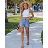 image:imageluvamia Jean Shorts for Women Trendy High Waisted Ripped Distressed Raw Hem Stretchy Denim Shorts Country Concert OutfitCody Blue