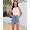 image:imageluvamia Jean Shorts for Women Trendy High Waisted Ripped Distressed Raw Hem Stretchy Denim Shorts Country Concert OutfitCody Blue