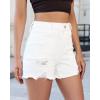 image:imageluvamia Jean Shorts for Women Trendy High Waisted Ripped Distressed Raw Hem Stretchy Denim Shorts Country Concert OutfitCream White