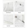 image:imageluvamia Jean Shorts for Women Trendy High Waisted Ripped Distressed Raw Hem Stretchy Denim Shorts Country Concert OutfitCream White