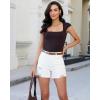 image:imageluvamia Jean Shorts for Women Trendy High Waisted Ripped Distressed Raw Hem Stretchy Denim Shorts Country Concert OutfitCream White