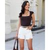 image:imageluvamia Jean Shorts for Women Trendy High Waisted Ripped Distressed Raw Hem Stretchy Denim Shorts Country Concert OutfitCream White