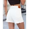 image:imageluvamia Jean Shorts for Women Trendy High Waisted Ripped Distressed Raw Hem Stretchy Denim Shorts Country Concert OutfitCream White
