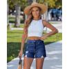 image:imageluvamia Jean Shorts for Women Trendy High Waisted Ripped Distressed Raw Hem Stretchy Denim Shorts Country Concert OutfitDarkness Blue