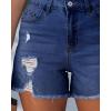 image:imageluvamia Jean Shorts for Women Trendy High Waisted Ripped Distressed Raw Hem Stretchy Denim Shorts Country Concert OutfitDarkness Blue
