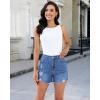 image:imageluvamia Jean Shorts for Women Trendy High Waisted Ripped Distressed Raw Hem Stretchy Denim Shorts Country Concert OutfitMedium Blue