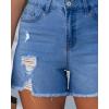 image:imageluvamia Jean Shorts for Women Trendy High Waisted Ripped Distressed Raw Hem Stretchy Denim Shorts Country Concert OutfitMedium Blue