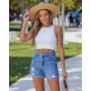 image:imageluvamia Jean Shorts for Women Trendy High Waisted Ripped Distressed Raw Hem Stretchy Denim Shorts Country Concert OutfitMedium Blue