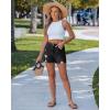 image:imageluvamia Jean Shorts for Women Trendy High Waisted Ripped Distressed Raw Hem Stretchy Denim Shorts Country Concert OutfitWashed Black