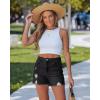 image:imageluvamia Jean Shorts for Women Trendy High Waisted Ripped Distressed Raw Hem Stretchy Denim Shorts Country Concert OutfitWashed Black