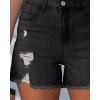 image:imageluvamia Jean Shorts for Women Trendy High Waisted Ripped Distressed Raw Hem Stretchy Denim Shorts Country Concert OutfitWashed Black