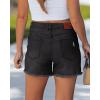 image:imageluvamia Jean Shorts for Women Trendy High Waisted Ripped Distressed Raw Hem Stretchy Denim Shorts Country Concert OutfitWashed Black