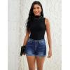 image:imageluvamia Jean Shorts for Women Trendy Mid Rise Fold Hem Distressed Short Shorts Beach Casual Summer Jorts 3 Inch InseamDeep Blue
