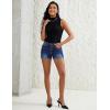 image:imageluvamia Jean Shorts for Women Trendy Mid Rise Fold Hem Distressed Short Shorts Beach Casual Summer Jorts 3 Inch InseamDeep Blue
