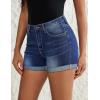 image:imageluvamia Jean Shorts for Women Trendy Mid Rise Fold Hem Distressed Short Shorts Beach Casual Summer Jorts 3 Inch InseamDeep Blue