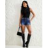 image:imageluvamia Jean Shorts for Women Trendy Mid Rise Fold Hem Distressed Short Shorts Beach Casual Summer Jorts 3 Inch InseamDeep Blue