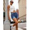 image:imageluvamia Jean Shorts for Women Trendy Mid Rise Fold Hem Distressed Short Shorts Beach Casual Summer Jorts 3 Inch InseamLapis Storm