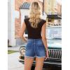image:imageluvamia Jean Shorts for Women Trendy Mid Rise Fold Hem Distressed Short Shorts Beach Casual Summer Jorts 3 Inch InseamLapis Storm