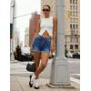 image:imageluvamia Jean Shorts for Women Trendy Mid Rise Fold Hem Distressed Short Shorts Beach Casual Summer Jorts 3 Inch InseamLapis Storm