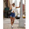 image:imageluvamia Jean Shorts for Women Trendy Mid Rise Fold Hem Distressed Short Shorts Beach Casual Summer Jorts 3 Inch InseamLapis Storm
