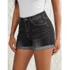 image:imageluvamia Jean Shorts for Women Trendy Mid Rise Fold Hem Distressed Short Shorts Beach Casual Summer Jorts 3 Inch InseamStormy Black