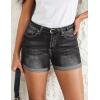 image:imageluvamia Jean Shorts for Women Trendy Mid Rise Fold Hem Distressed Short Shorts Beach Casual Summer Jorts 3 Inch InseamStormy Black