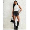 image:imageluvamia Jean Shorts for Women Trendy Mid Rise Fold Hem Distressed Short Shorts Beach Casual Summer Jorts 3 Inch InseamStormy Black