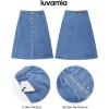 image:imageluvamia Jean Skirts for Women Trendy Midi Length A Line Western Casual Button Down Stretchy Denim Skirt with PocketsClassic Blue