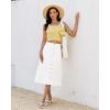 image:imageluvamia Jean Skirts for Women Trendy Midi Length A Line Western Casual Button Down Stretchy Denim Skirt with PocketsCream White