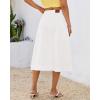 image:imageluvamia Jean Skirts for Women Trendy Midi Length A Line Western Casual Button Down Stretchy Denim Skirt with PocketsCream White