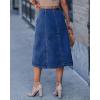 image:imageluvamia Jean Skirts for Women Trendy Midi Length A Line Western Casual Button Down Stretchy Denim Skirt with PocketsDarkness Blue