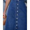 image:imageluvamia Jean Skirts for Women Trendy Midi Length A Line Western Casual Button Down Stretchy Denim Skirt with PocketsDarkness Blue