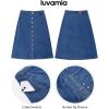 image:imageluvamia Jean Skirts for Women Trendy Midi Length A Line Western Casual Button Down Stretchy Denim Skirt with PocketsDarkness Blue