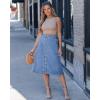 image:imageluvamia Jean Skirts for Women Trendy Midi Length A Line Western Casual Button Down Stretchy Denim Skirt with PocketsMedium Blue