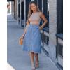 image:imageluvamia Jean Skirts for Women Trendy Midi Length A Line Western Casual Button Down Stretchy Denim Skirt with PocketsMedium Blue