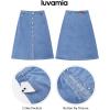 image:imageluvamia Jean Skirts for Women Trendy Midi Length A Line Western Casual Button Down Stretchy Denim Skirt with PocketsMedium Blue