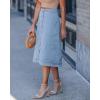 image:imageluvamia Jean Skirts for Women Trendy Midi Length A Line Western Casual Button Down Stretchy Denim Skirt with PocketsModern Blue