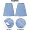 image:imageluvamia Jean Skirts for Women Trendy Midi Length A Line Western Casual Button Down Stretchy Denim Skirt with PocketsModern Blue