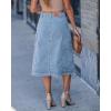 image:imageluvamia Jean Skirts for Women Trendy Midi Length A Line Western Casual Button Down Stretchy Denim Skirt with PocketsModern Blue